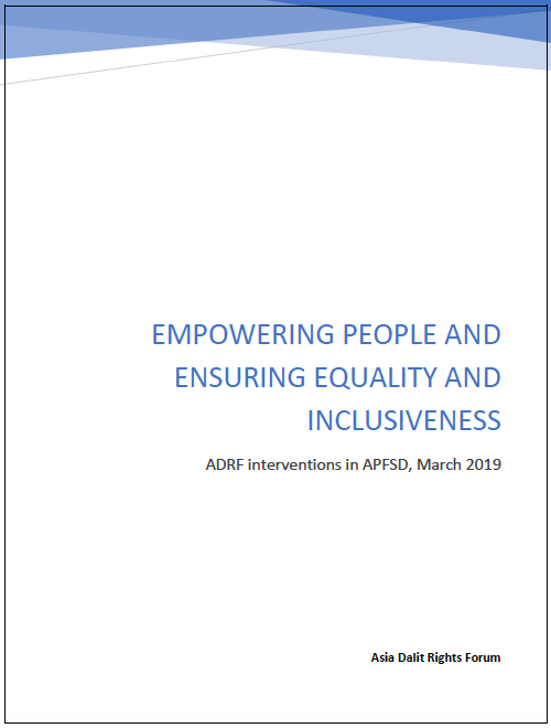 ADRF Interventions in APFSD, March 2019: Empowering People and Ensuring Equality and Inclusiveness
